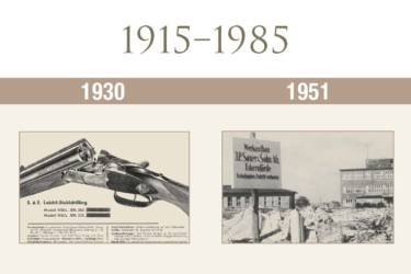 1930: SAUER entwickelt erste Kompetenzen im Bau leichter Jagdgewehre: Einführung des Drillings Mod. 30 in Leicht-Stahl. 1931 erfolgte die offizielle Einführung der Bockbüchsflinte & Bockdoppelbüchse Mod. 31, ein Jahr später die Einführung des gegenüber dem Mod. 30 etwas einfacheren Drillings Mod. 32. ebenfalls in Leicht-Stahl (Mod.32 L). 1951: In der BRD wird die Firma J. P. Sauer & Sohn GmbH in Eckernförde auf dem Gelände der ehemaligen Torpedofabrik neu gegründet und aufgebaut. J. P. Sauer & Sohn ist nach dem Zweiten Weltkrieg der erste Hersteller von Jagdwaffen im Bundesgebiet.