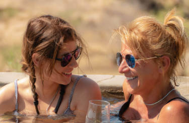 A dip in the pool can be refreshing, especially after such a long journey.